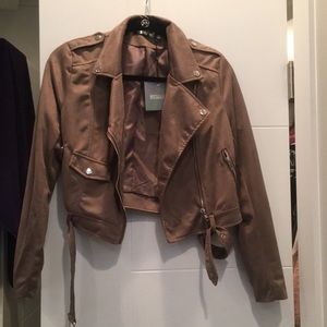 Faux suede biker jacket